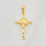 Dije Cruz Cristo San Benito 2.85g / 1 3/4 in Oro Amarillo 18K