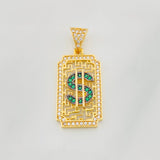 Dije Placa Signo Peso 3.15g / 1 1/4 in Dos Oros Negro Amarillo 18K