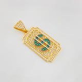 Dije Placa Signo Peso 3.15g / 1 1/4 in Dos Oros Negro Amarillo 18K