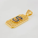Dije Placa Signo Peso 3.15g / 1 1/4 in Dos Oros Negro Amarillo 18K