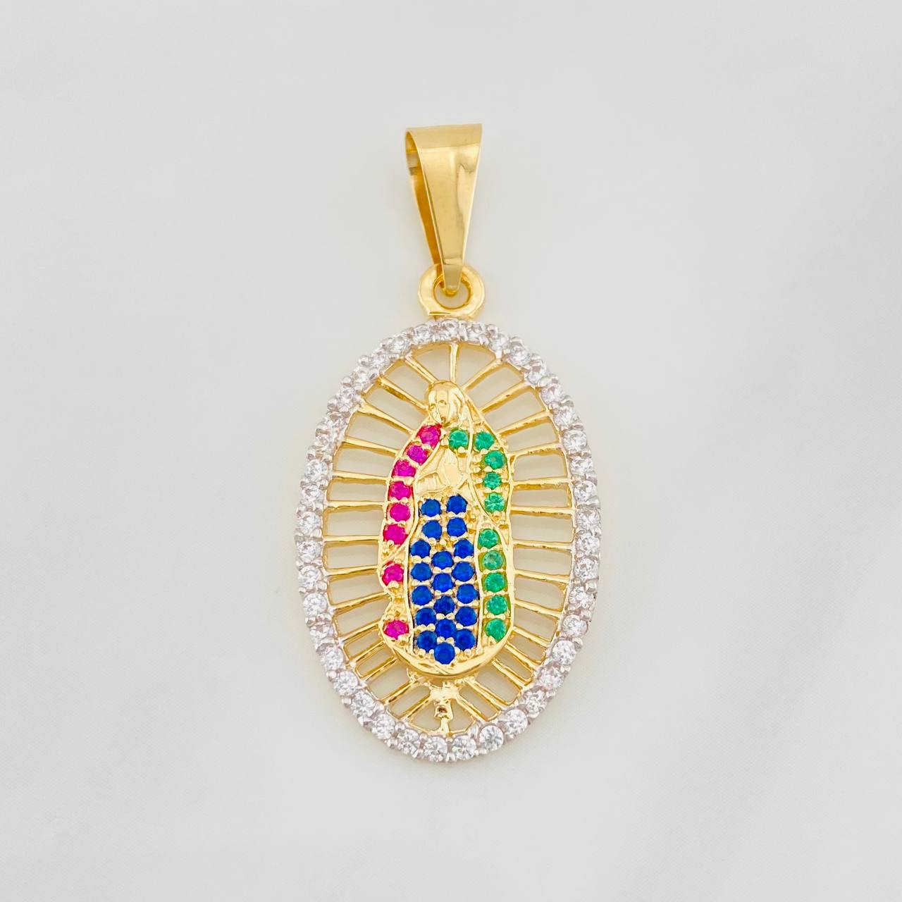Pendant Virgin of Guadalupe 2.55g / 1 1/2 in Two-Tone Yellow White Gold 18K