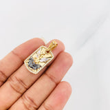 Pendant Plaque Saint Michael Archangel 4.4g / 1 1/4 in Three-tone Gold 18K