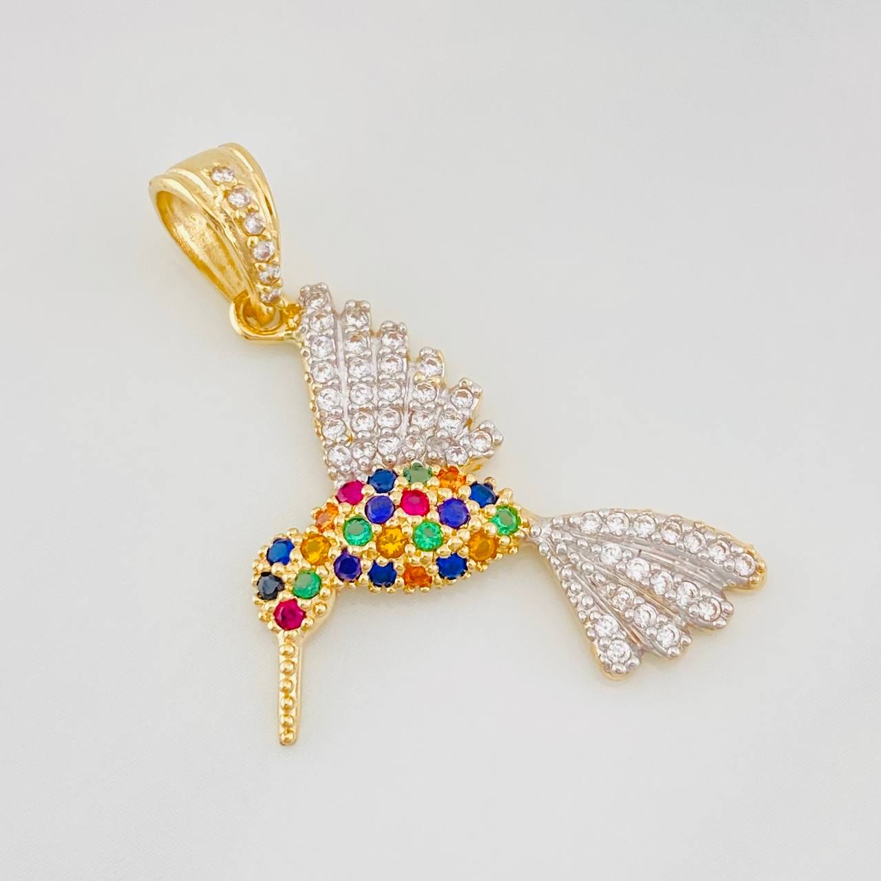 Pendant Hummingbird 2.1g / 1 1/4 in Two-Tone Yellow White Gold 18K