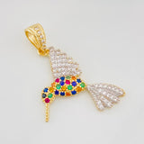 Pendant Hummingbird 2.1g / 1 1/4 in Two-Tone Yellow White Gold 18K