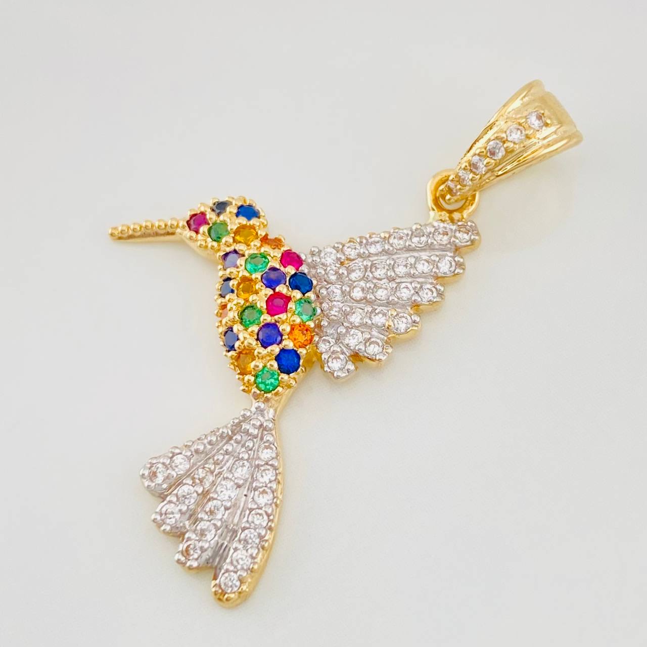 Pendant Hummingbird 2.1g / 1 1/4 in Two-Tone Yellow White Gold 18K