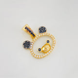 Dije Rostro Oso 1.8g / 3/4 in Dos Oros Negro Amarillo 18K