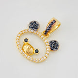 Dije Rostro Oso 1.8g / 3/4 in Dos Oros Negro Amarillo 18K