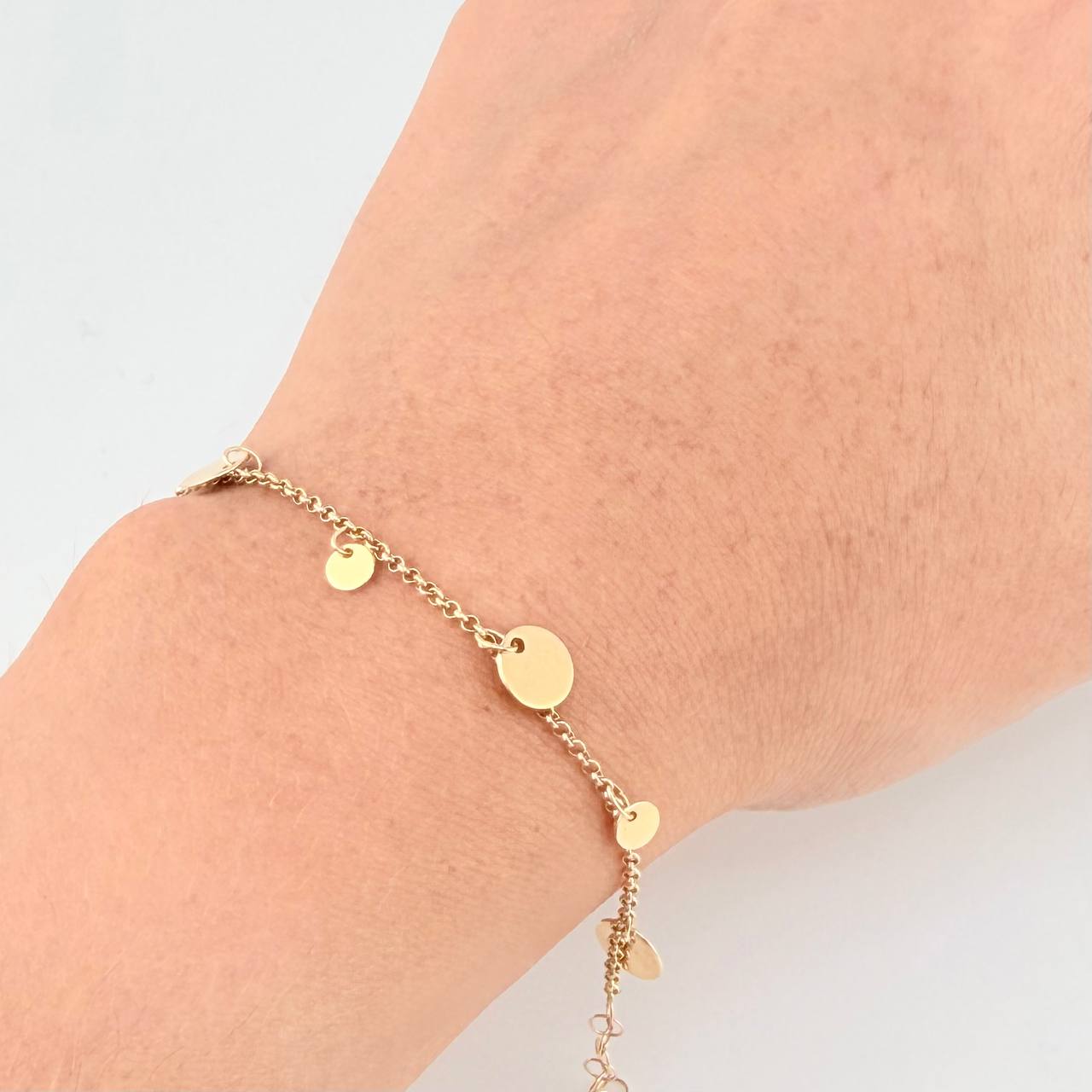 Rolo Bracelet Circular Plates 2.8gr / 7 in / 1.5mm Yellow Gold +4 18K ©