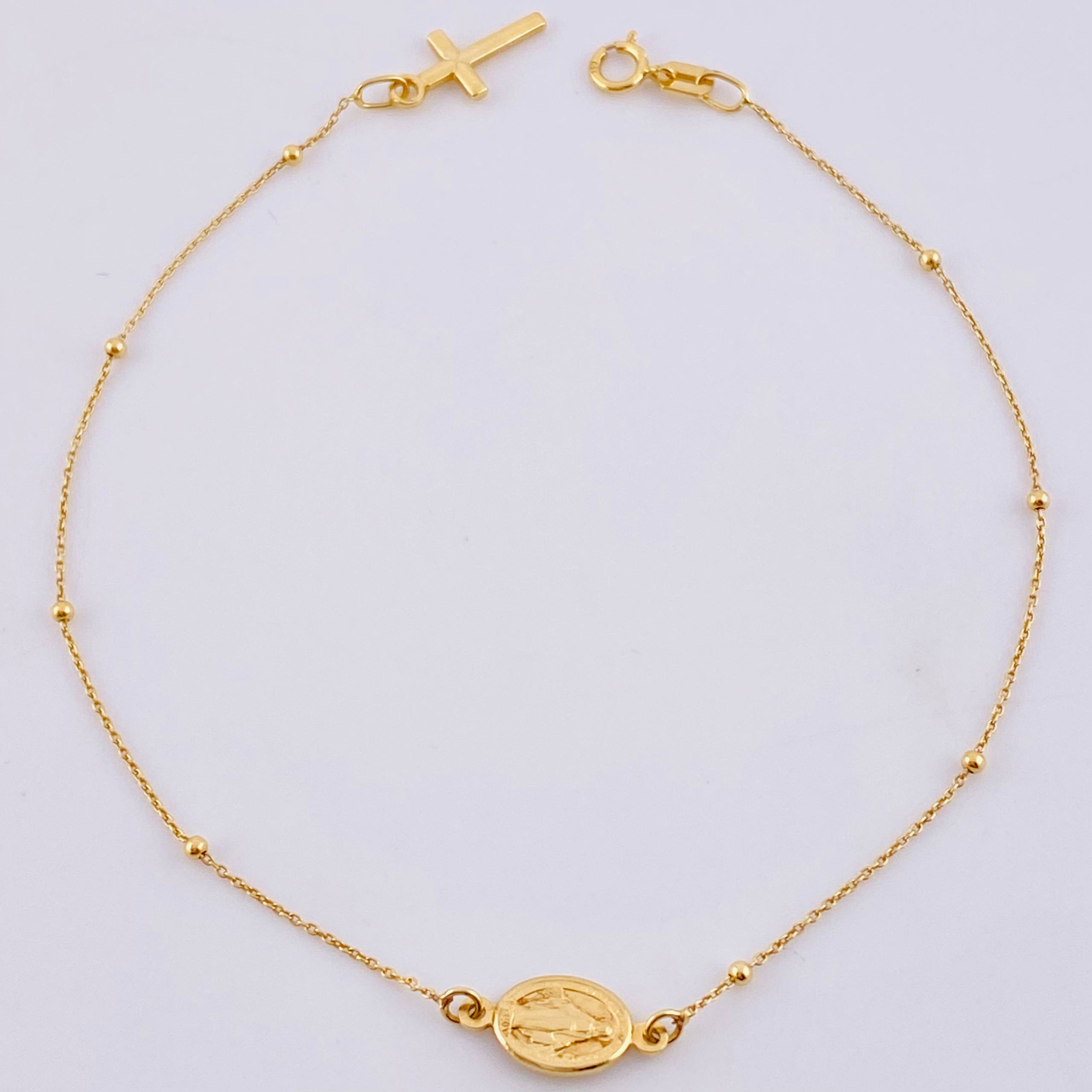 Pulso Denario Virgen Milagrosa 1.45 g / 8 1/2 in / 1.5 mm Oro Amarillo 18K