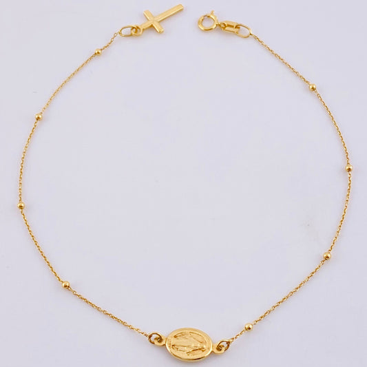 Pulso Denario Virgen Milagrosa 1.45 g / 8 1/2 in / 1.5 mm Oro Amarillo 18K