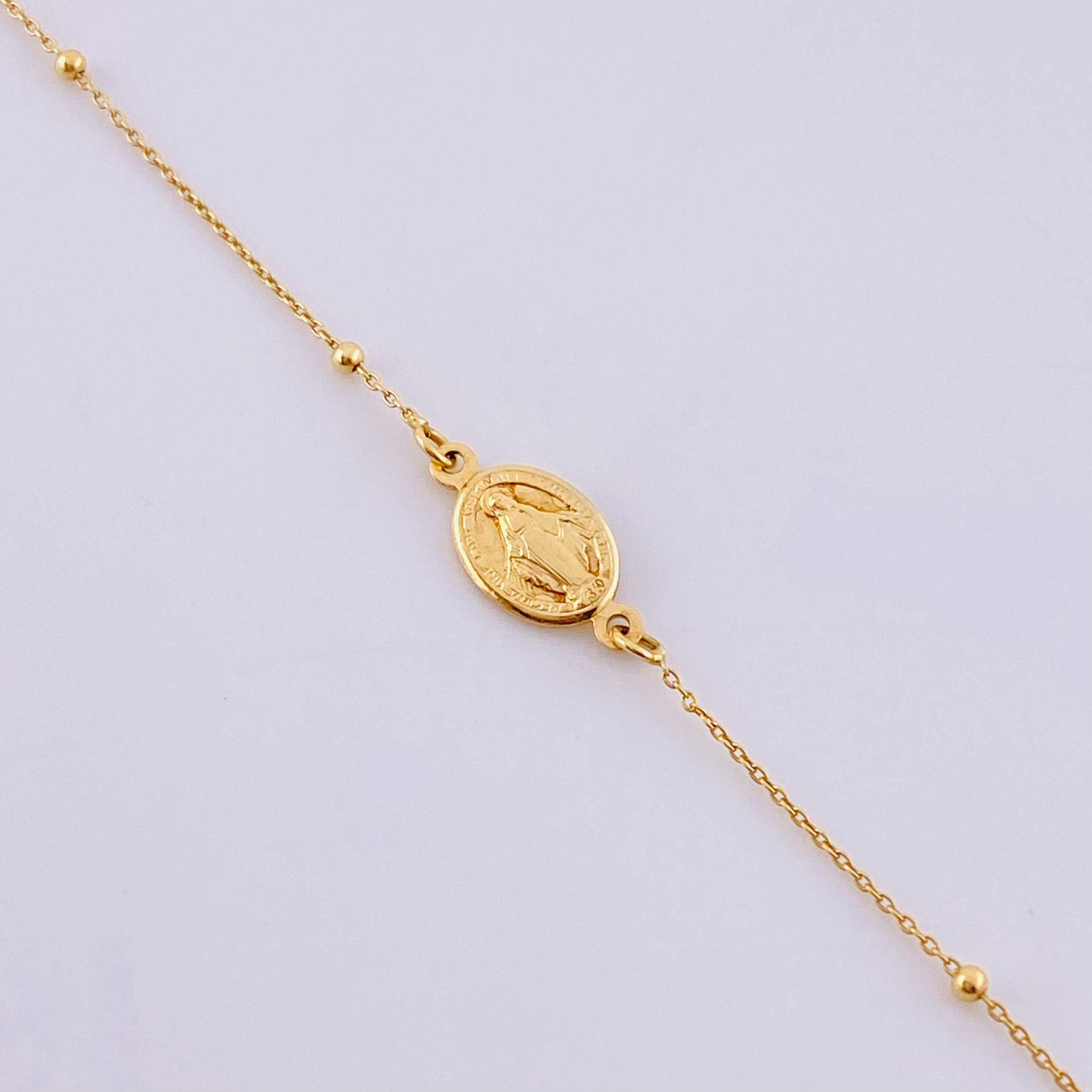 Pulso Denario Virgen Milagrosa 1.45 g / 8 1/2 in / 1.5 mm Oro Amarillo 18K