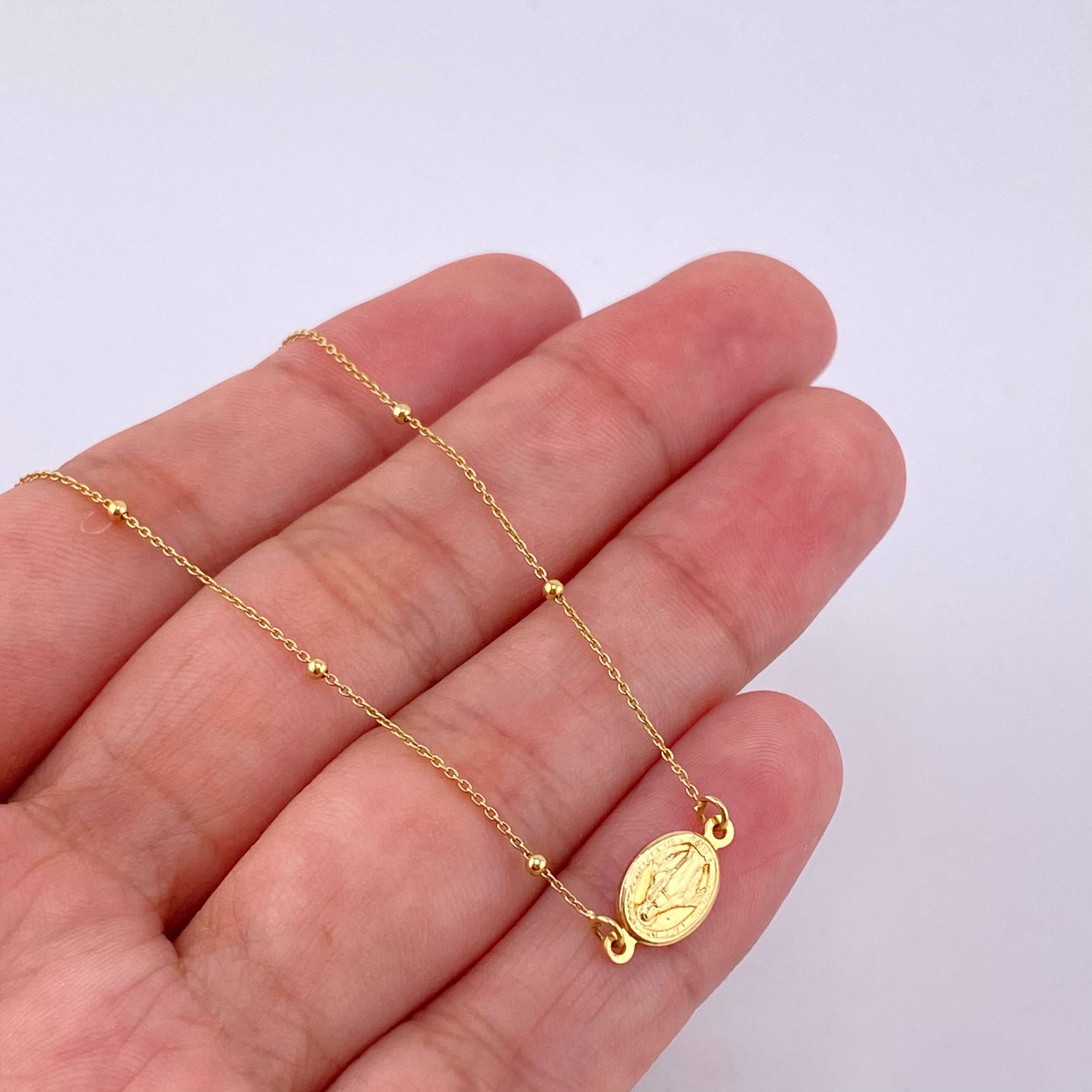 Pulso Denario Virgen Milagrosa 1.45 g / 8 1/2 in / 1.5 mm Oro Amarillo 18K