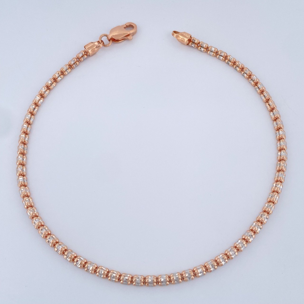 Pulso Ice 4.6gr / 8 in / Dos Oros Blanco Rosa +4 14K Italy $