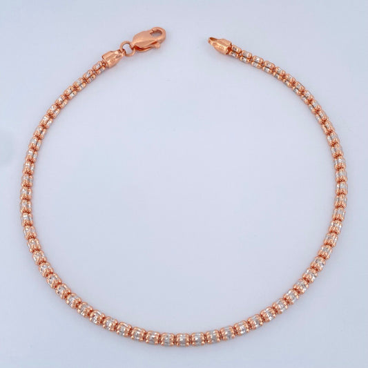 Pulso Ice 4.6gr / 8 in / Dos Oros Blanco Rosa +4 14K Italy $