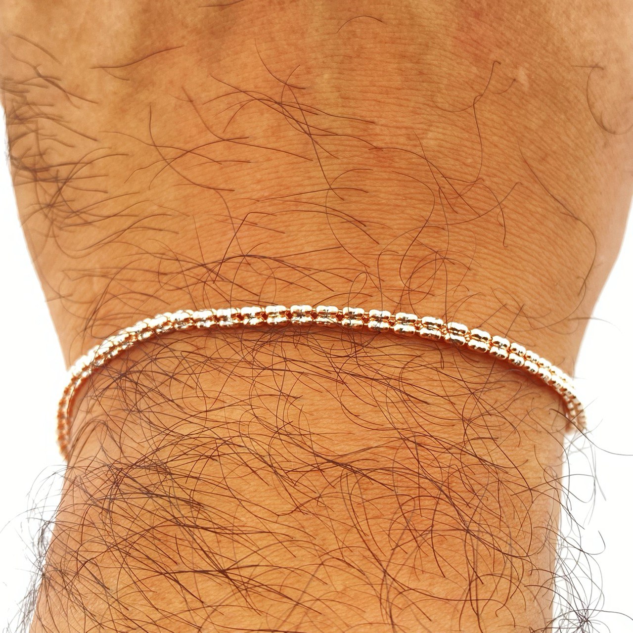 Pulso Ice 4.6gr / 8 in / Dos Oros Blanco Rosa +4 14K Italy $