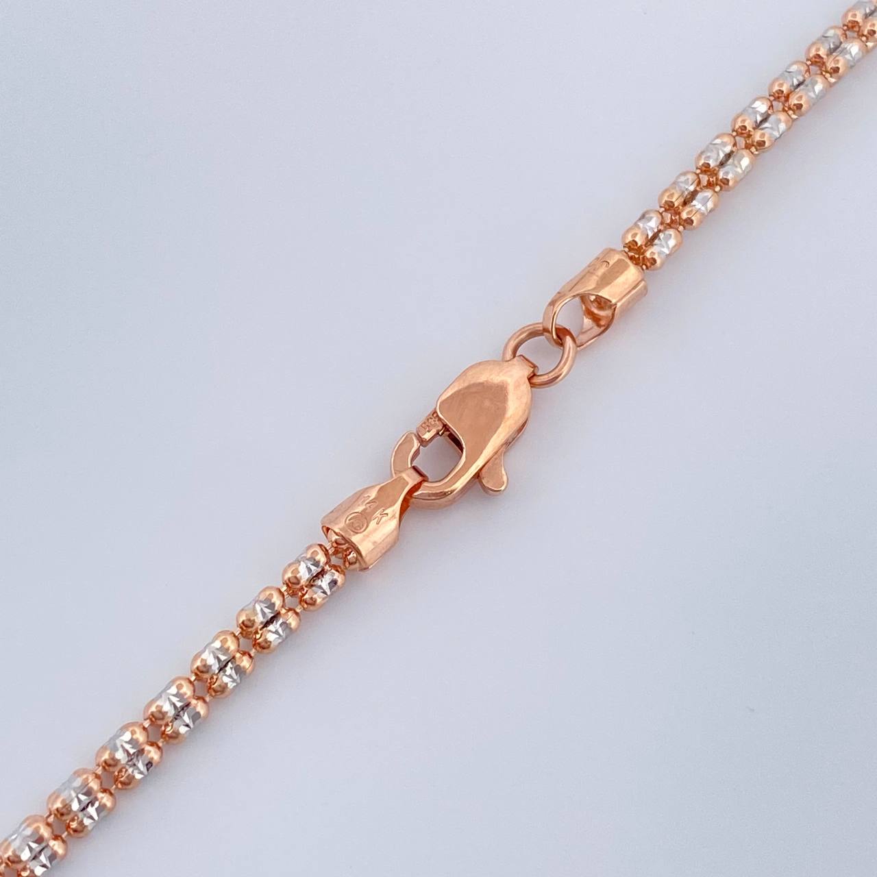 Cadena Ice 12.75gr / 24 1/4 in / Dos Oros Blanco Rosa +4 14K Italy $