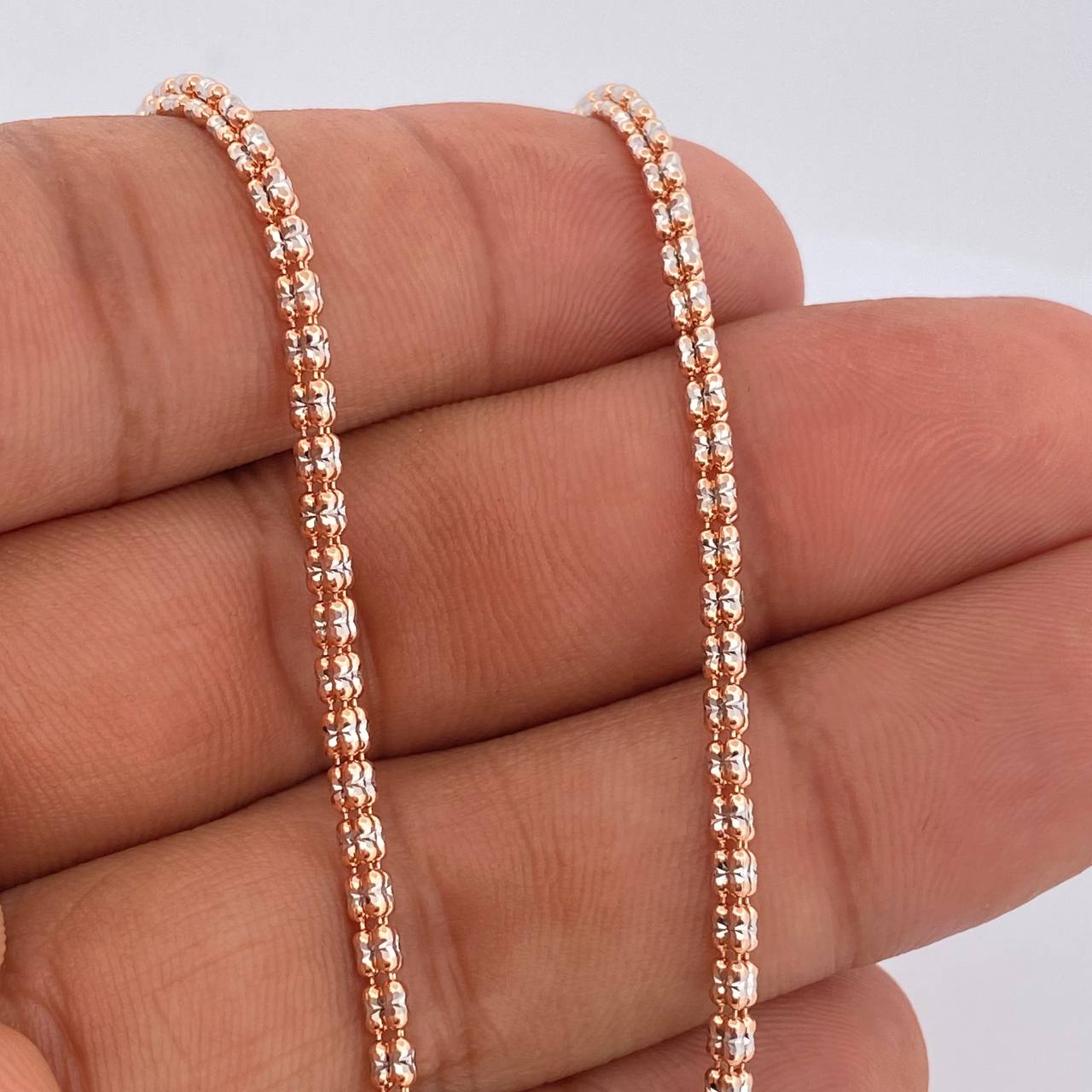 Pulso Ice 4.6gr / 8 in / Dos Oros Blanco Rosa +4 14K Italy $