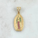 Pendant Virgin Guadalupe 4.15gr / 3.2cm / White Green Fuchsia Zircons 18K Yellow Gold *