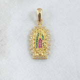 Pendant Virgin Guadalupe Double Silhouette 3.5gr / 3cm / White Green Fuchsia Zircons 18K Yellow Gold *