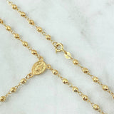 Miraculous Virgin Rosary 6.6gr / 45cm / 3mm-4mm Beads Diamond Cut Christ Cross with Pointed Polished 18K Yellow Gold *