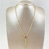 Miraculous Virgin Rosary 6.6gr / 45cm / 3mm-4mm Beads Diamond Cut Christ Cross with Pointed Polished 18K Yellow Gold *