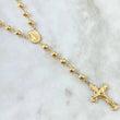 Miraculous Virgin Rosary 24.3gr / 65cm / 6mm-7mm Beads Diamond Cut Filigree Christ Cross 18K Yellow Gold