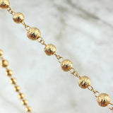 Miraculous Virgin Rosary 24.3gr / 65cm / 6mm-7mm Beads Diamond Cut Filigree Christ Cross 18K Yellow Gold