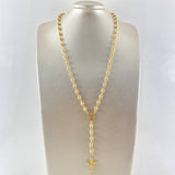 Miraculous Virgin Rosary 24.3gr / 65cm / 6mm-7mm Beads Diamond Cut Filigree Christ Cross 18K Yellow Gold