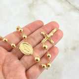 Miraculous Virgin Rosary 17.2gr / 60cm / 6mm-7mm Cross Christ INRI 18K Yellow Gold *