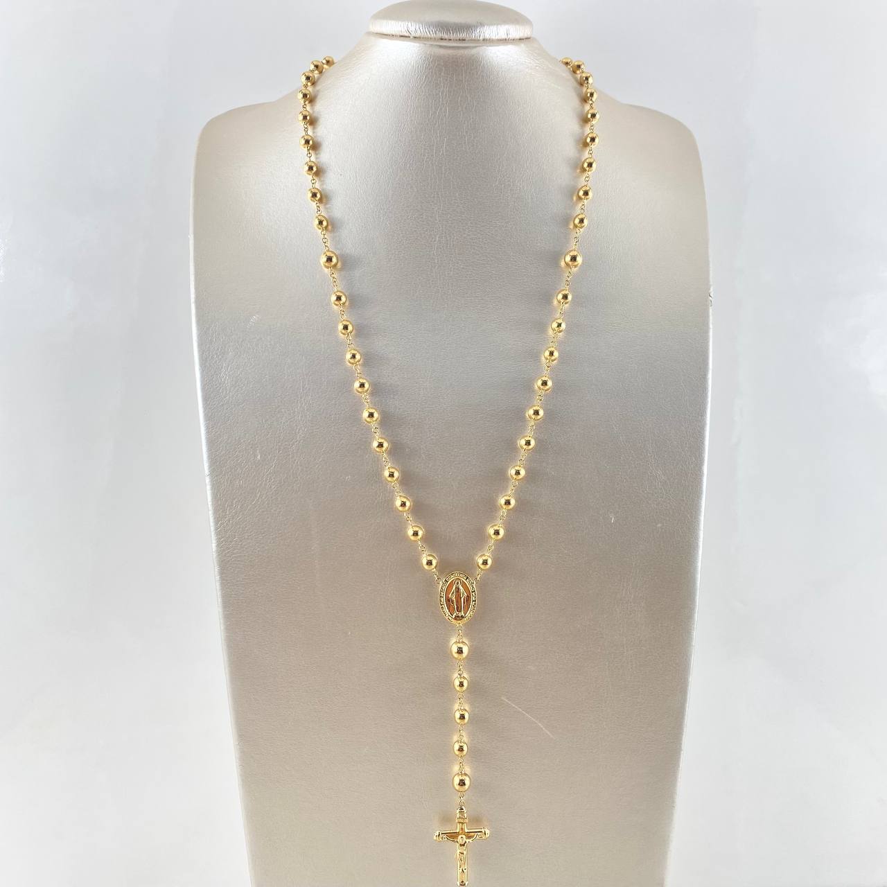 Miraculous Virgin Rosary 17.2gr / 60cm / 6mm-7mm Cross Christ INRI 18K Yellow Gold *