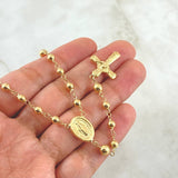 Miraculous Virgin Rosary 9.6gr / 55cm / 4mm-5mm Christ Cross Beveled Edges 18K Yellow Gold ©