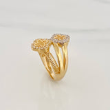Anillo Trebol Cruces 4.45g / T6 1/2 Dos Oros Amarillo Blanco 18K