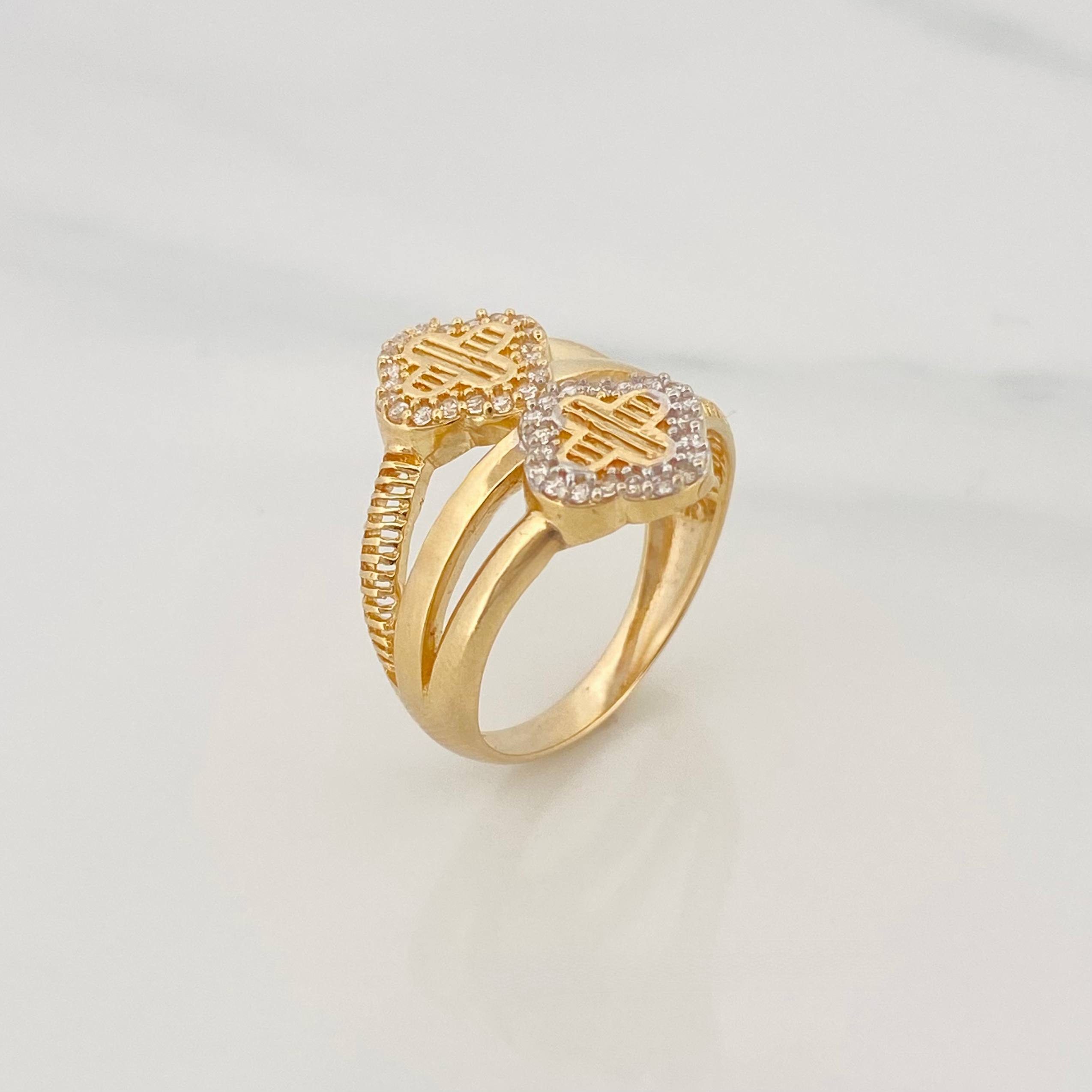 Anillo Trebol Cruces 4.45g / T6 1/2 Dos Oros Amarillo Blanco 18K