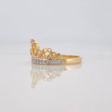 Anillo Corona Corazones 2.8g / T7 Dos Oros Amarillo Blanco 18K