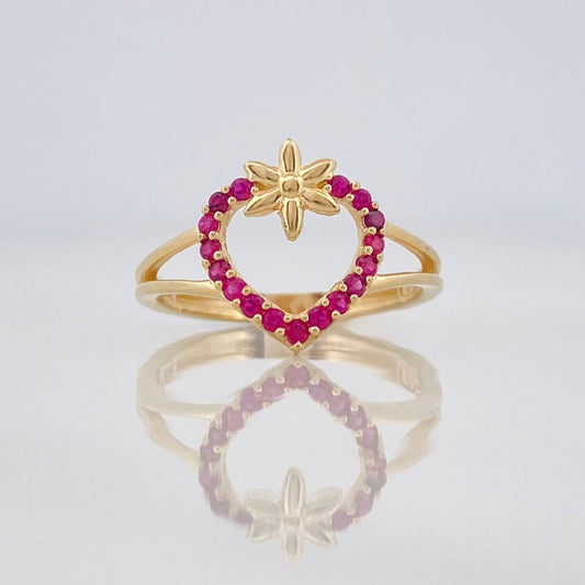 Heart Flower Ring 1.9g / T5 Yellow Gold 18K