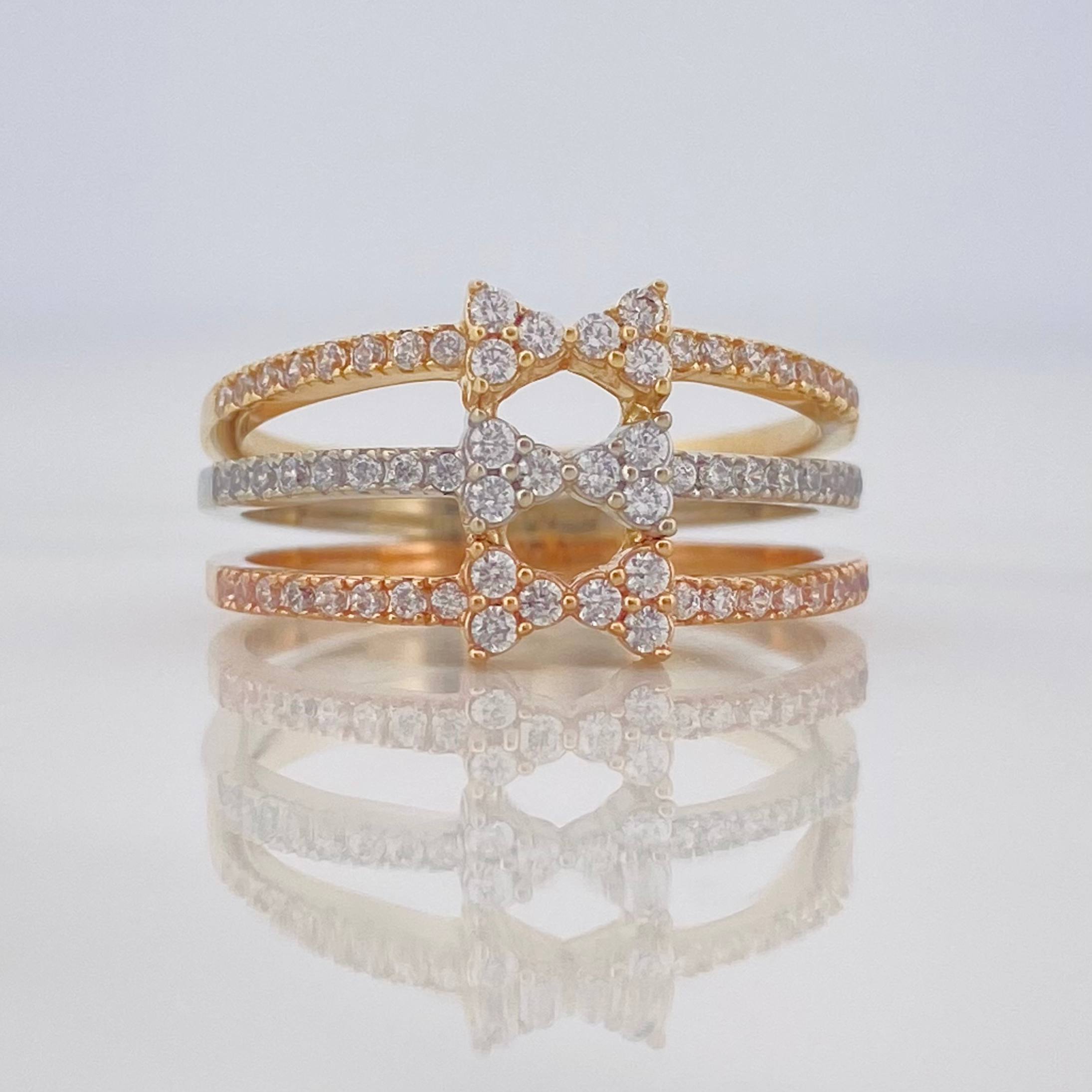 Anillo Moños 4g / T6 Tres Oros 18K