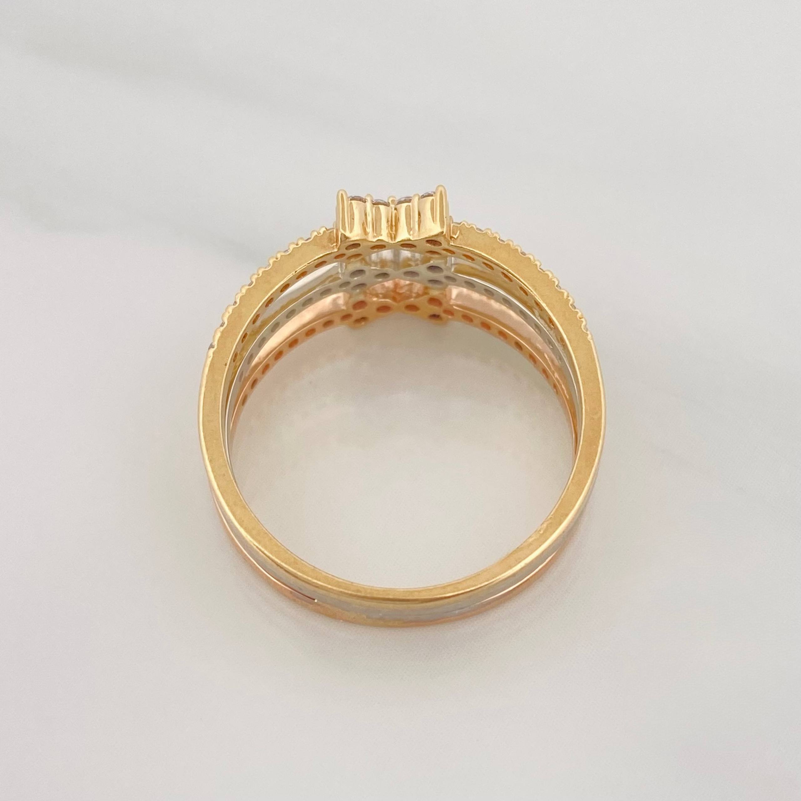 Anillo Moños 4g / T6 Tres Oros 18K