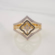 Anillo Rombos 3.75g / T7 3/4 Dos Oros Amarillo Blanco 18K