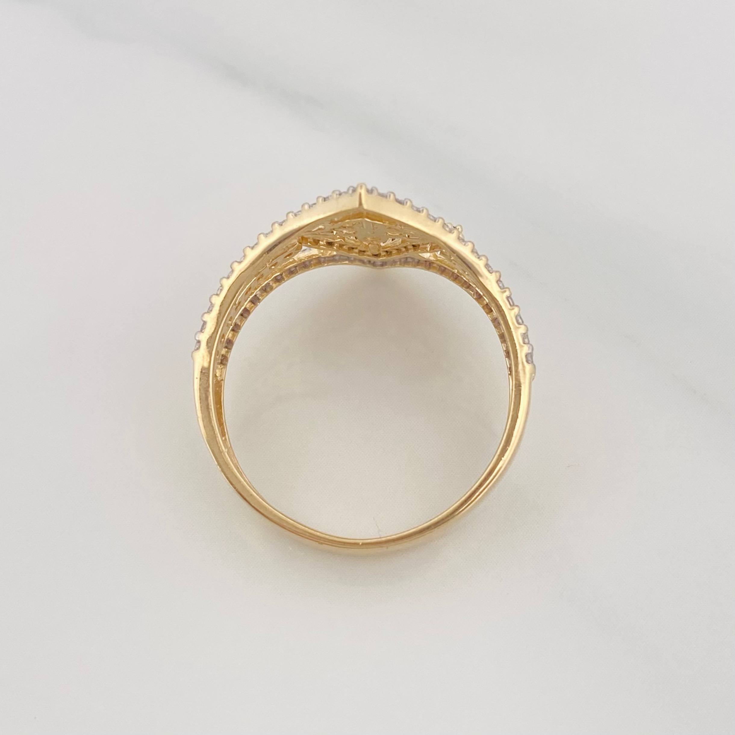 Anillo Rombos 3.75g / T7 3/4 Dos Oros Amarillo Blanco 18K