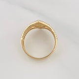 Anillo Rombos 3.75g / T7 3/4 Dos Oros Amarillo Blanco 18K
