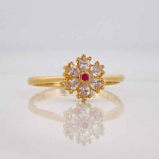 Flower Ring 2.4g / T7 Yellow Gold 18K