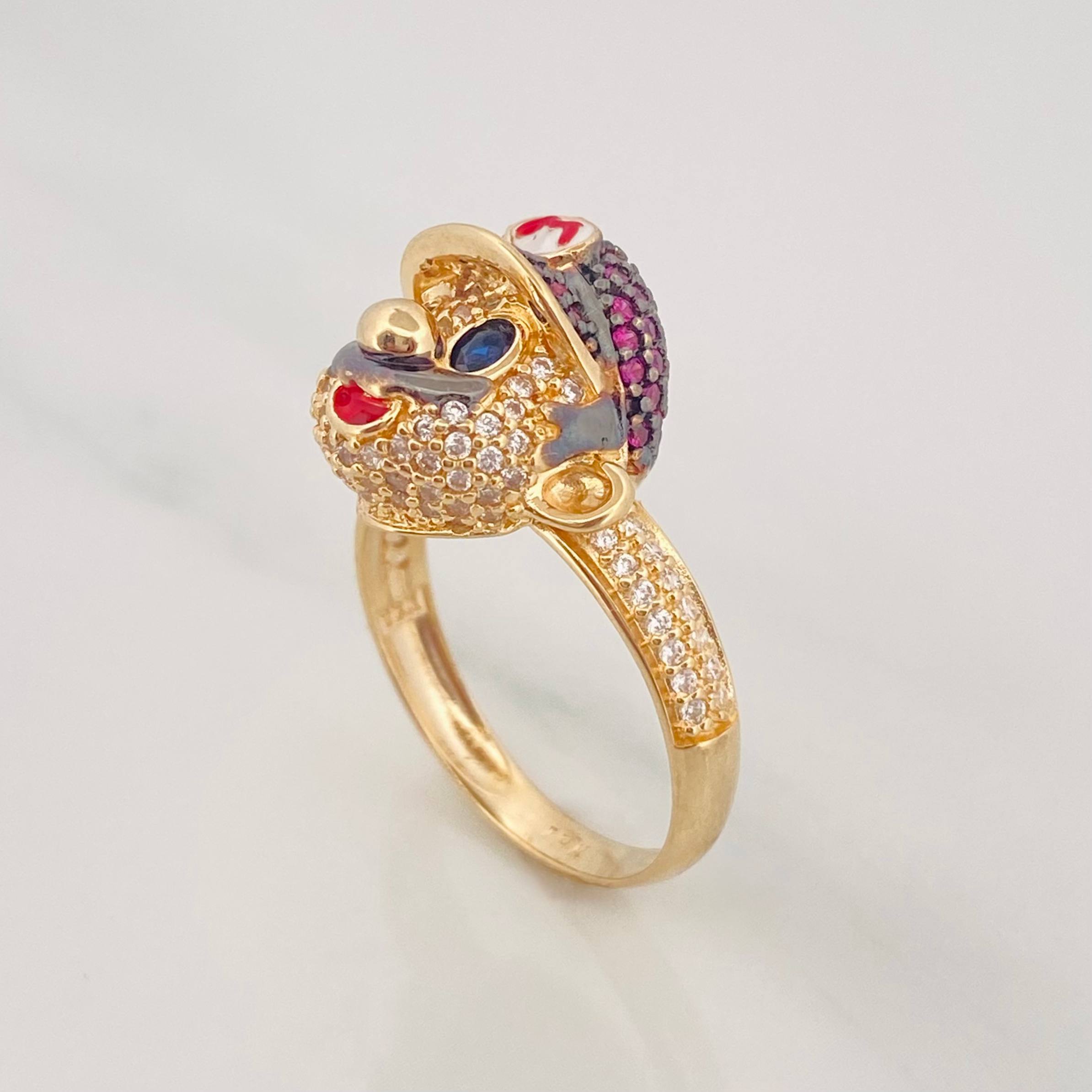 Anillo Mario 5.95g / T8 Dos Oros Negro Amarillo 18K