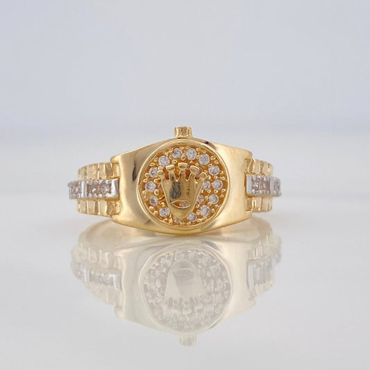 Crown Ring 3.45g / Size 6 1/4 Two-Tone Yellow White Gold 18K