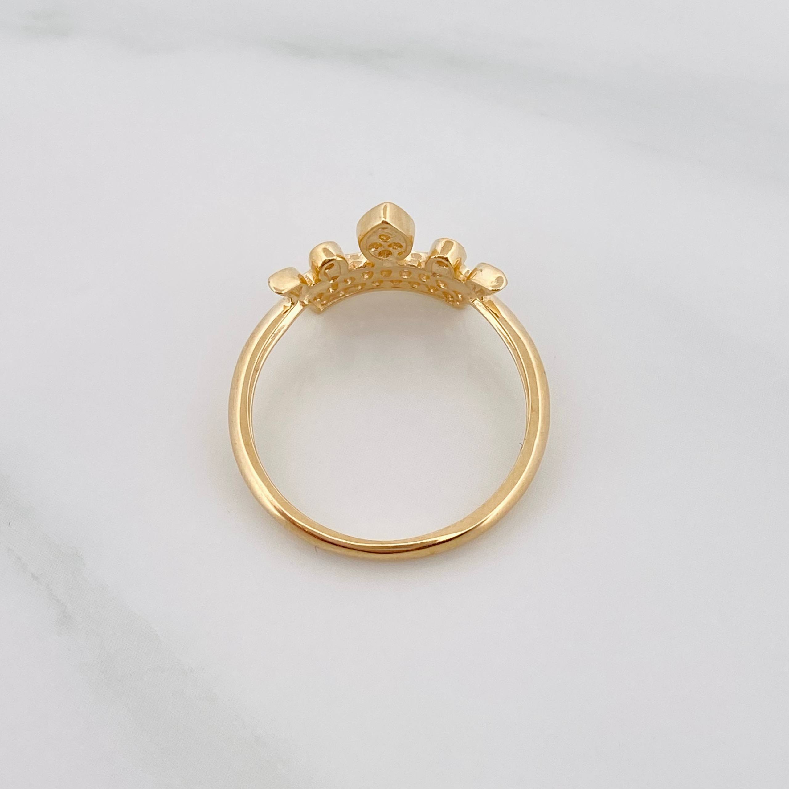Anillo Corona Corazones 2.25g / T6 3/4 Oro Amarillo 18K