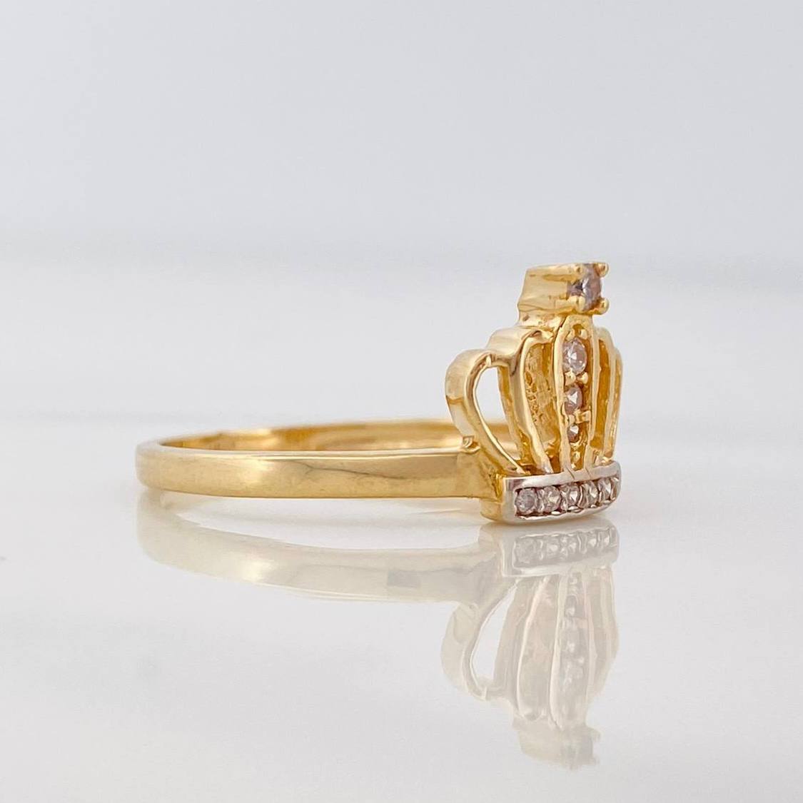 Anillo Corona 1.95g / T6 Dos Oros Amarillo Blanco 18K