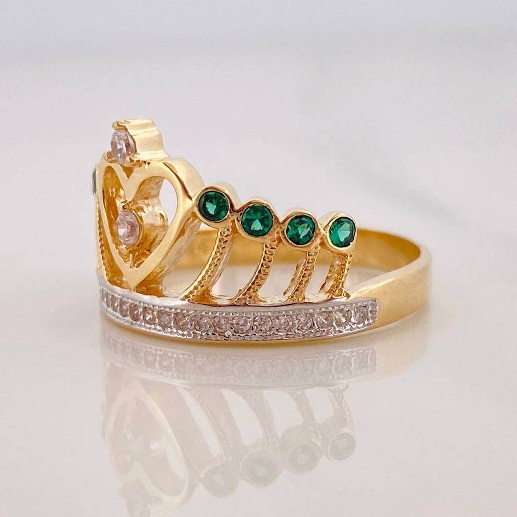 Anillo Corona Real 4.6g / T8 Dos Oros Amarillo Blanco 18K