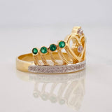 Anillo Corona Real 4.6g / T8 Dos Oros Amarillo Blanco 18K