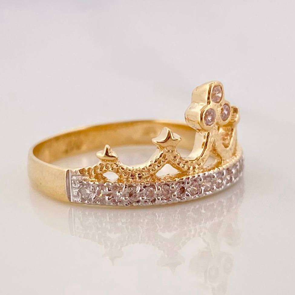 Anillo Tiara Real 2.95g / T8 Dos Oros Amarillo Blanco 18K