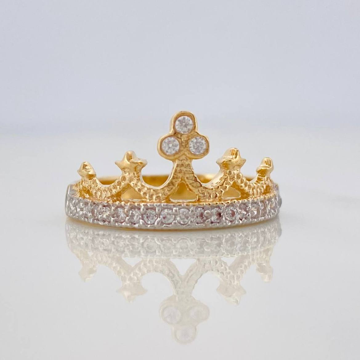 Anillo Tiara Real 2.85g / T8 Dos Oros Amarillo Blanco 18K