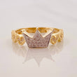 Anillo Corona Corazones 2.9g / T7 Dos Oros Amarillo Blanco 18K